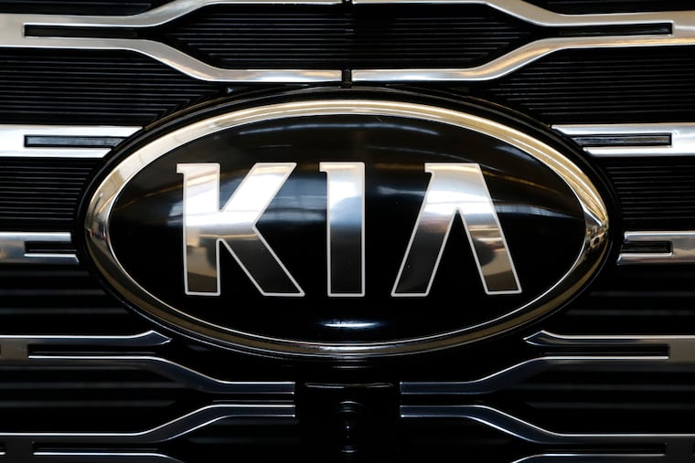 The front grill of a 2020 KIA Telluride is on display at the 2020 Pittsburgh International Auto Show, Feb.13, 2020, in Pittsburgh.