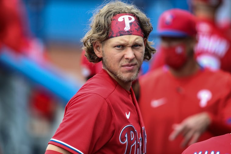 Phillies' third baseman Alec Bohm, shown here earlier this month, could be lost with an injury.