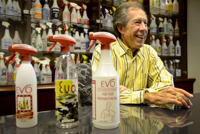 Marc Zuckerman, CEO of Delta Industries in King of Prussia, talks about the Evo oil sprayer his company is marketing. October 10, 2013 (RON TARVER / Staff Photographer)