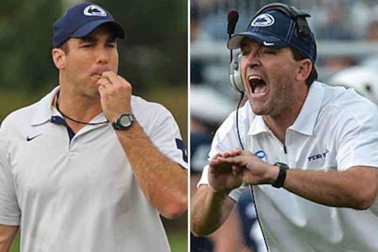 Former La Salle High teammates John Butler (right) and Craig Fitzgerald are reunited on the Penn State coaching staff.