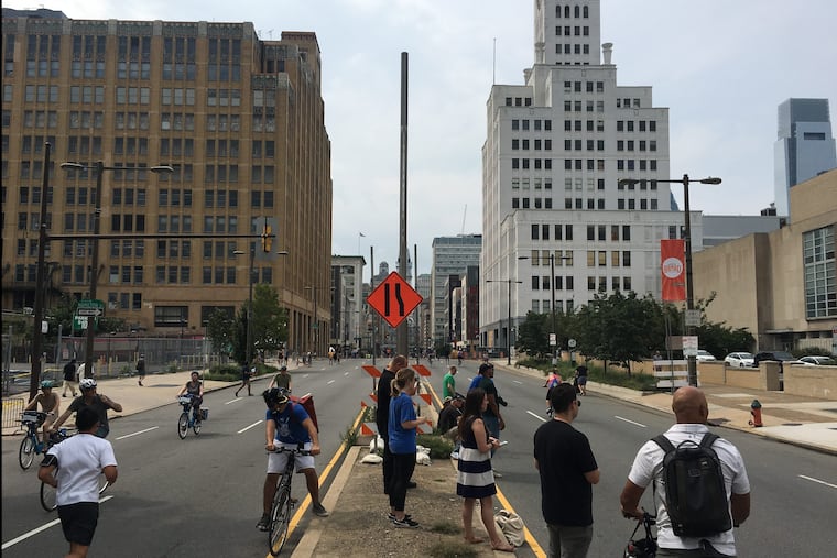 Not a motor vehicle in sight on North Broad Street, site of today's third annual Philly Free Streets.