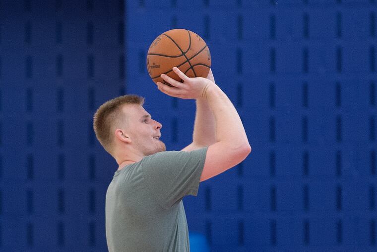 Harry Froling, Adelaide, Australia, practice during the 76ers pre-draft workout at the Training Complex in Camden, New Jersey. Thursday, June 6, 2019.