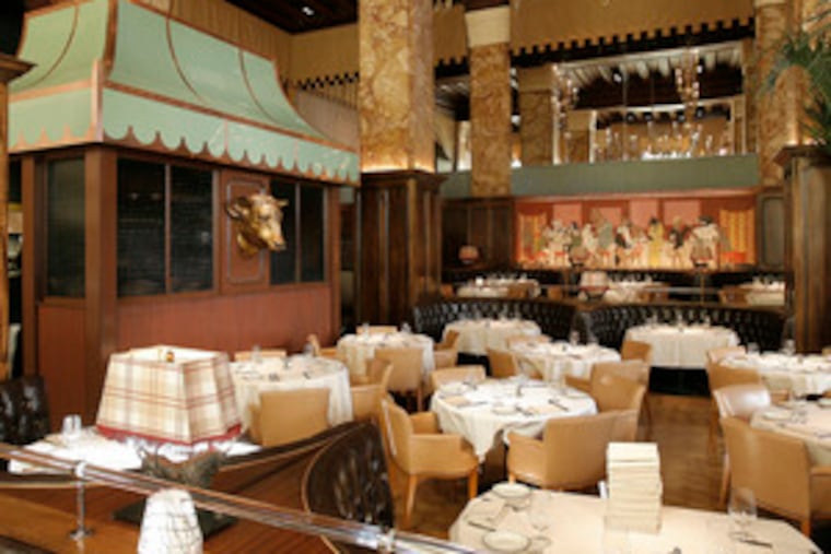 A bull's head is among the decor touches at Butcher & Singer, which shares a name with the brokerage that long occupied the space at 1500 Walnut St., which last housed Striped Bass.