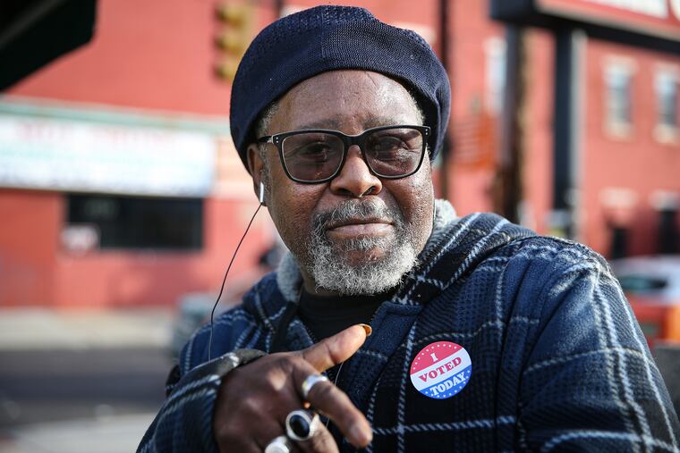 Lawrence Moore, 69, of South Philadelphia, talks about voting in the election in Philadelphia.