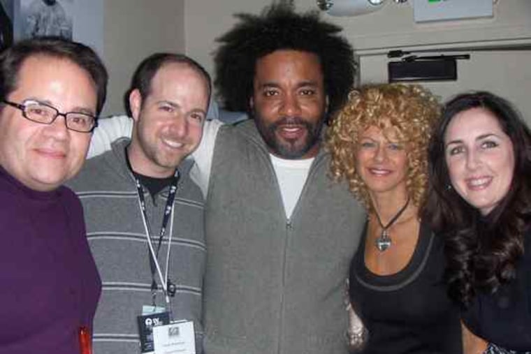 A Philly fete for Lee Daniels at the Sundance Film Festival includes (from left) J.P. Cummins of Janney Montgomery Scott, Cozen O'Connor lawyer Justin Wineburgh, Sharon Pinkenson of the Greater Philadelphia Film Office, and promoter Nicole Cashman. (See "Philly comes to Park City.")
