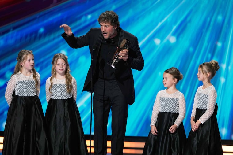 Los Angeles Rams' Matthew Stafford accepts the AP Most Valuable Player award during the NFL Honors award show on Thursday.