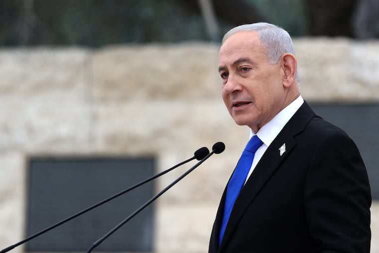 FILE - Israel's Prime Minister Benjamin Netanyahu attends a ceremony at the Military Cemetery on Mount Herzl in Jerusalem, April 21, 2026.