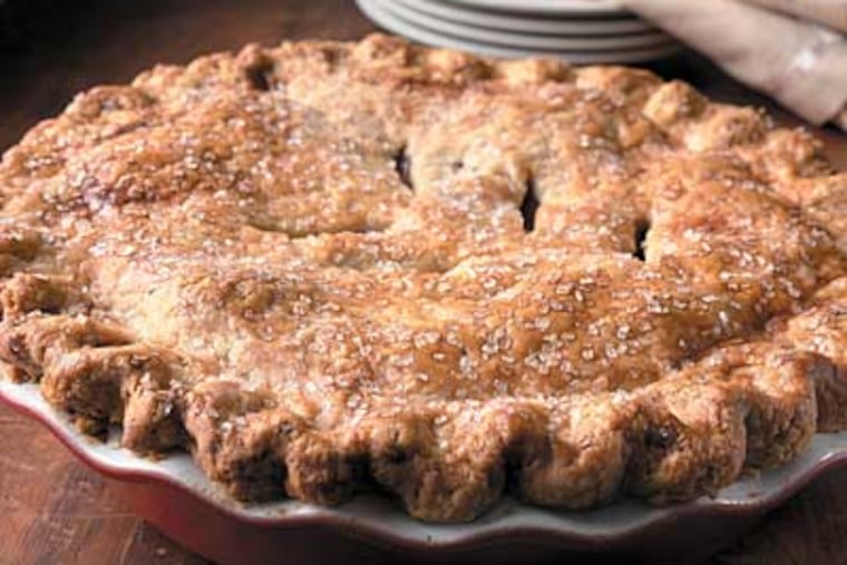 Carolyn Hack of King Arthur Flour Co. gave step-by-step instruction in making an
all-butter crust good for sweet or savory pies, including this apple pie.