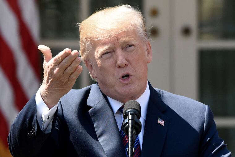 U.S President Donald Trump speaks about tax cuts for American workers in the Rose Garden of the White House on Thursday, April 12, 2018 in Washington, D.C. (Olivier Douliery/Abaca Press/TNS)