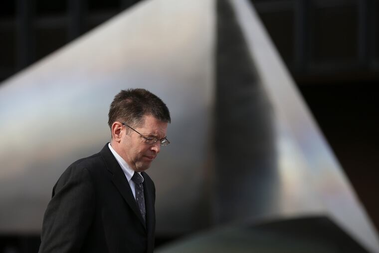 Former Philadelphia Police Officer Thomas O'Neill leaves the federal courthouse in Center City Philadelphia on Friday, Jan. 25, 2019. He pleaded guilty to a charge stemming from a sexual assault that occurred while he was on duty in July 2016.