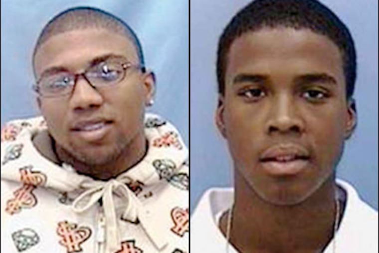 Guy Carlton Jones, 20, left, of Royersford, and Dominic Toye Majors, 20, are suspected of arson at the Chester County National Guard armory.