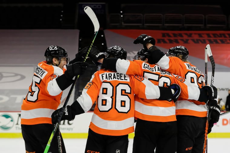 It was a group effort as the Flyers dumped Pittsburgh 6-3 in the season opener on Wednesday at the Wells Fargo Center.