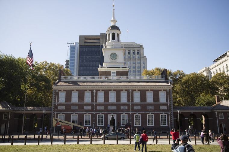 People view Independence Hall in Philadelphia, Monday, Oct. 2, 2017. (AP Photo/Matt Rourke)