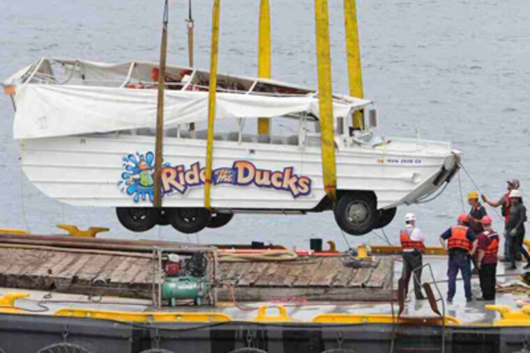 The Ride the Ducks boat involved in collision with barge in July. (Clem Murray / Staff Photographer)