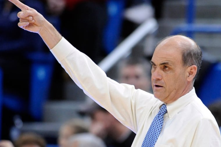 Villanova coach Harry Perretta reacts during the first half of an NCAA
college basketball game against Connecticut in Hartford, Conn., Tuesday, Jan. 29, 2013. Connecticut won 76-43. (Fred Beckham/AP)