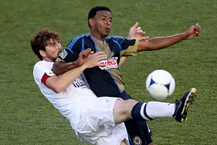 Lionard Pajoy scored two goals in the Union's 5-2 win over Harrisburg. (Michael Bryant/Staff Photographer)