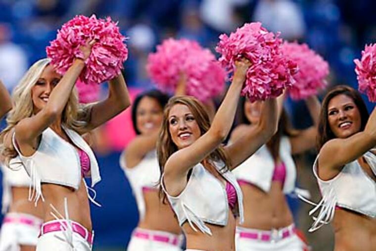 Colts cheerleaders perform during the game on Sunday, October 21, 2012, in Indianapolis, Indiana. (Sam Riche/MCT)