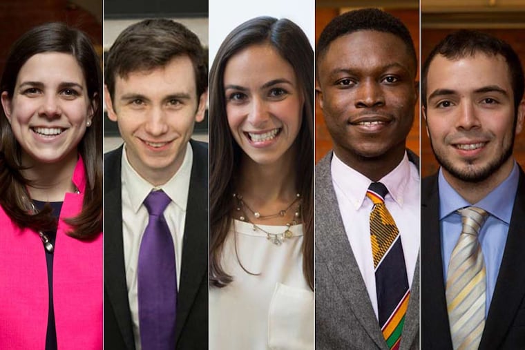 (From left) Katlyn Grasso, Matthew Lisle, Jodi Feinberg, Shadrack Frimpong and Adrian Lievano. (Photos by Rebecca Elias Abboud)