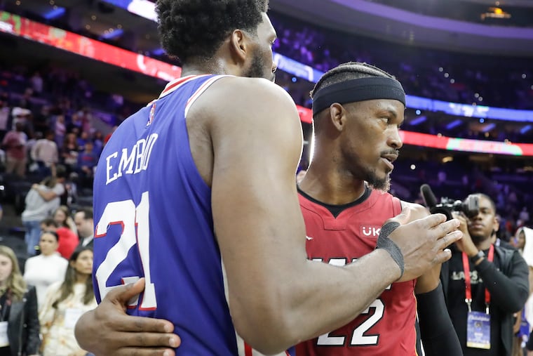 Jimmy Butler (right) is the Heat's X-factor in facing the Sixers on Wednesday.