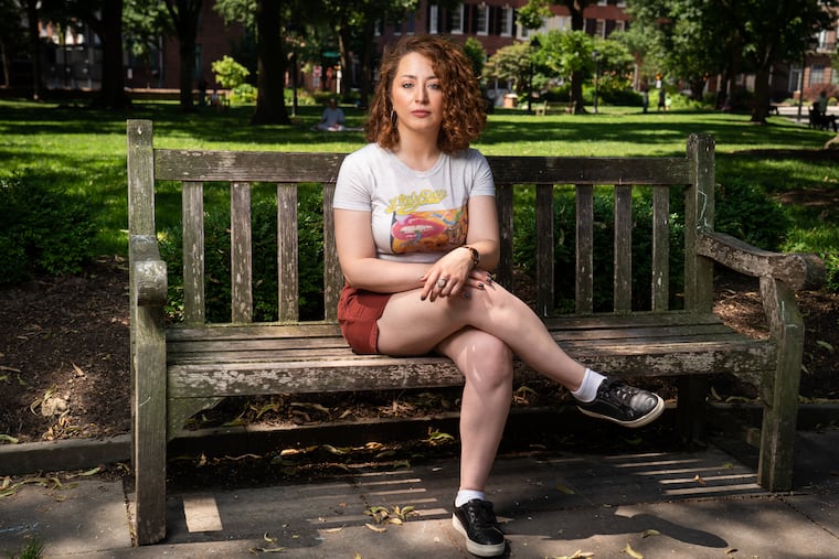 Jamie Winder, in Washington Square Park, in Philadelphia last week. Winder was interviewed for a story about how family members and friends with different views on abortion rights processed Friday's Supreme Court decision.