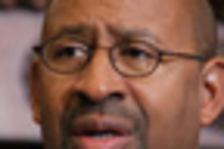 Philadelphia Mayor Michael Nutter held a press conference at Philadelphia City Hall to announce details of upcoming Labor Day weekend concert, Budweiser Made In America. Photograph from Tuesday, August 28, 2012. ( ALEJANDRO A. ALVAREZ / STAFF PHOTOGRAPHER )