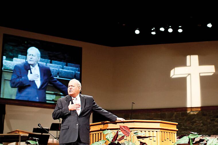 Pastor David Farina preaches at Calvary Full Gospel Church in Fairless Hills.