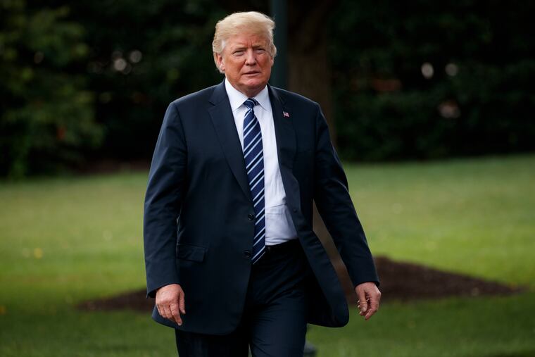 President Donald Trump arrives for a tour during a "Made in America Product Showcase" at the White House, Monday, July 23, 2018, in Washington. (AP Photo/Evan Vucci)