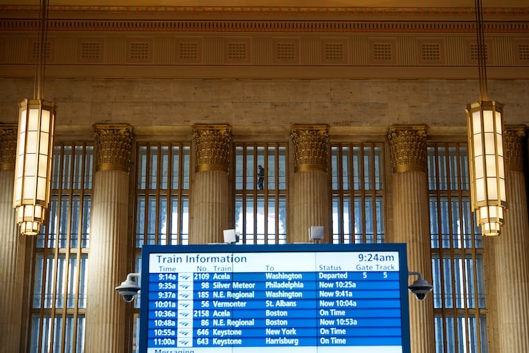 Commuters at 30th Street Station in 2021.