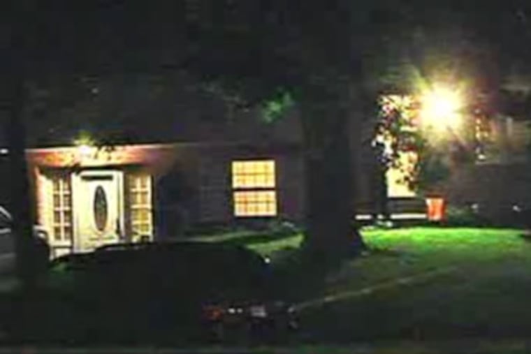 Police at scene of shootout during an apparent home invasion robbery in suburban Upper Gwynedd last night that left a bandit dead and the father of the house critically wounded. (Photo / Fox29)