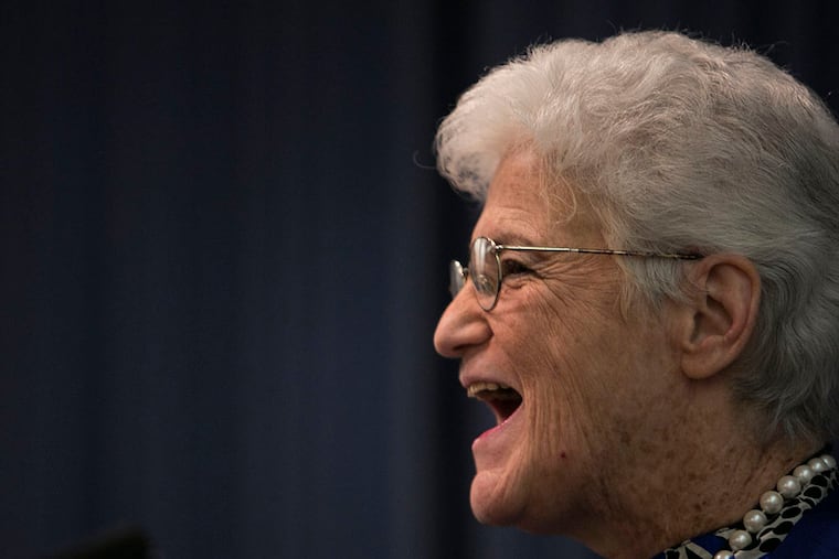 Lynne Abraham speaks during the mayoral forum at Pennsylvania Hospital in Philadelphia on Wednesday, March 19, 2015. ( STEPHANIE AARONSON / Staff Photographer )