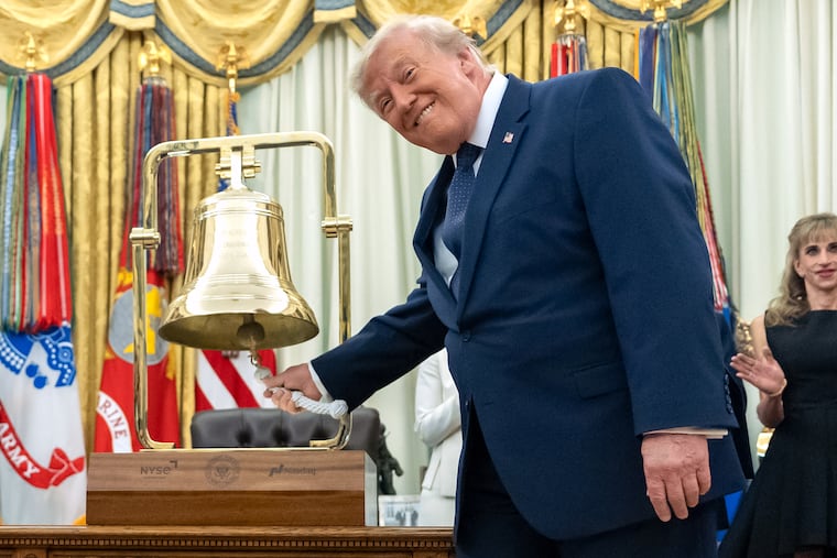 President Donald Trump rings the opening bell for the New York Stock Exchange and the Nasdaq on July 6 in the Oval Office at the White House.