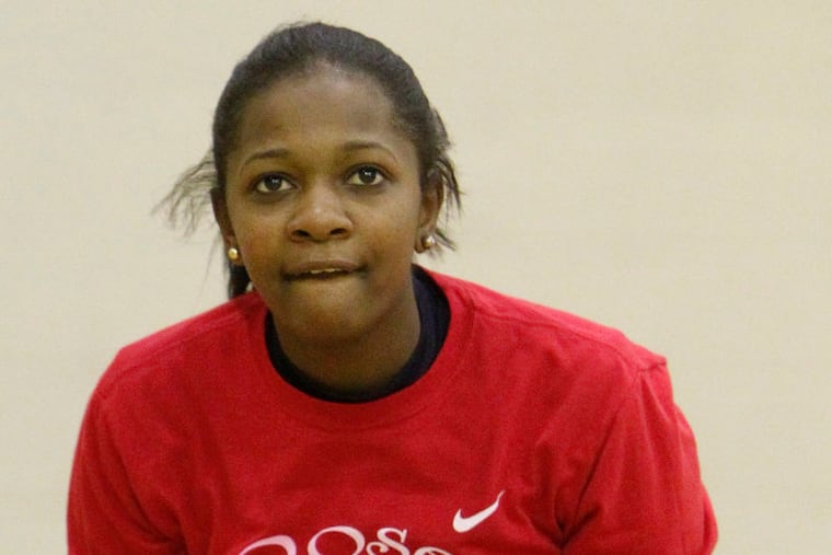 Ciera Nimmons prepares to take a shot during practice. Feature on Ciera Nimmons, who has transferred from Prep Charter to Northeast High.( RON CORTES / Staff Photographer ).