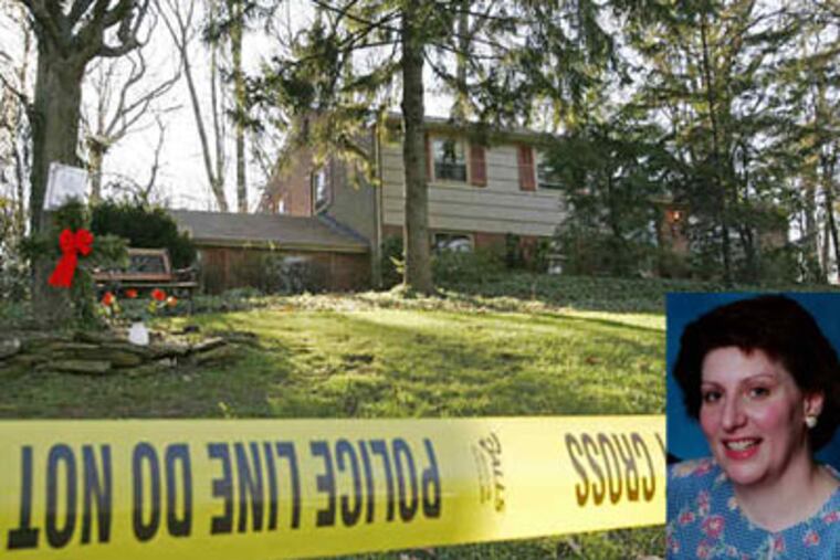 The Upper Merion house days after Ellen Robb was bludgeoned there. Inlay: Ellen Robb.