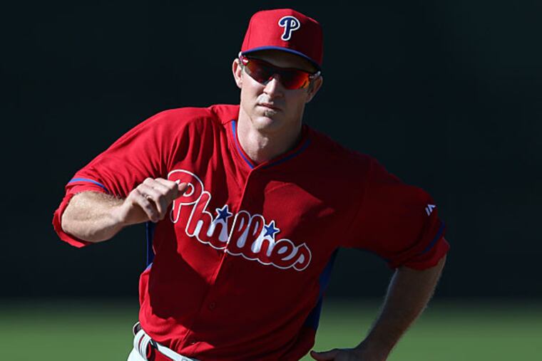 Chase Utley running drills during spring training. (David Maialetti/Staff Photographer)