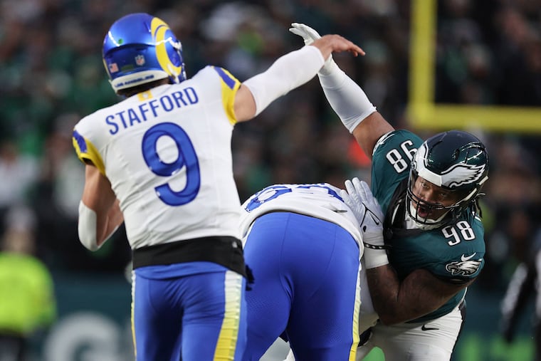 Jalen Carter made two of the biggest plays on Sunday, sacking Matthew Stafford and forcing a fumble by Kyren Williams.