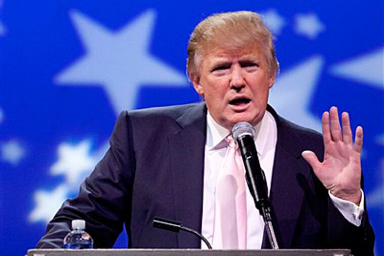 Donald Trump speaks to a crowd of 600 people during a gathering of Republican women's groups Thursday in Las Vegas. (Julie Jacobson / AP Photo)