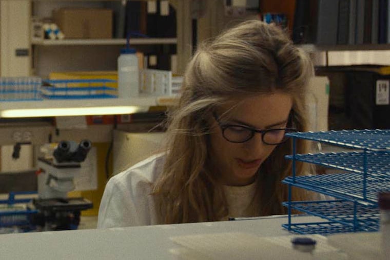 Michael Pitt stars as Dr. Ian Gray with Brit Marling as Karen in I ORIGINS, from Fox Searchlight.