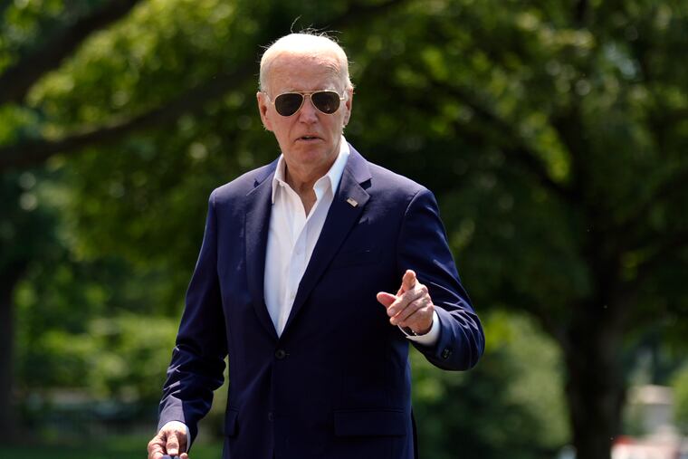 President Joe Biden arrives at the White House from Camp David on Sunday.
