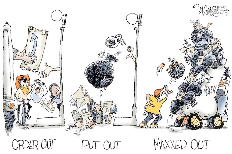 Ordering out orders in trash.