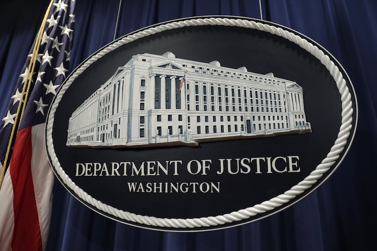 A Justice Department seal at the agency's headquarters in Washington, D.C.