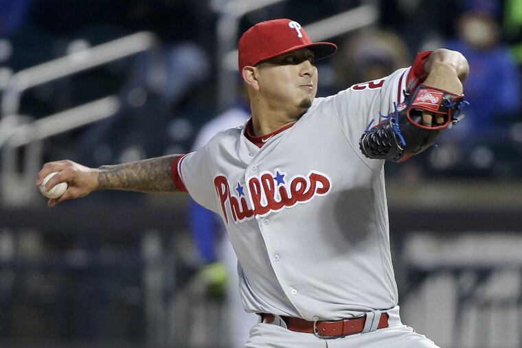 Phillies pitcher Vince Velasquez delivers against the New York Mets.