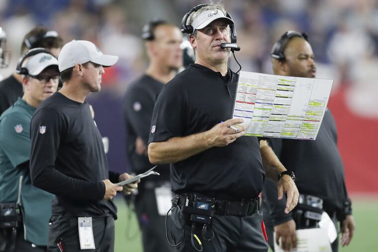 Doug Pederson on the sideline during the Eagles' preseason loss to the Patriots on Thursday.