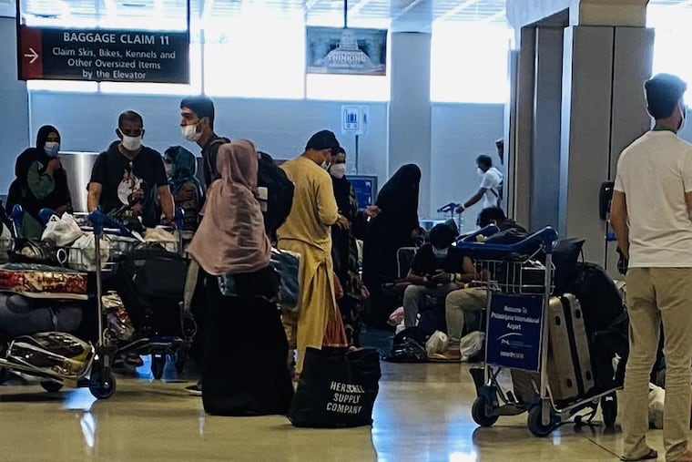 PHL Terminal A in August when Afghan refugees arrived in Philadelphia.