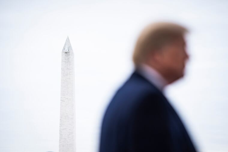 President Donald Trump stops to talk to reporters and members of the media on the 24th day of the partial government shutdown, the longest in U.S. history, on Monday, Jan. 14, 2019 in Washington.