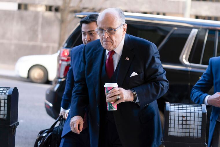 Former Mayor of New York Rudy Giuliani arrives at the federal courthouse in Washington on Friday.