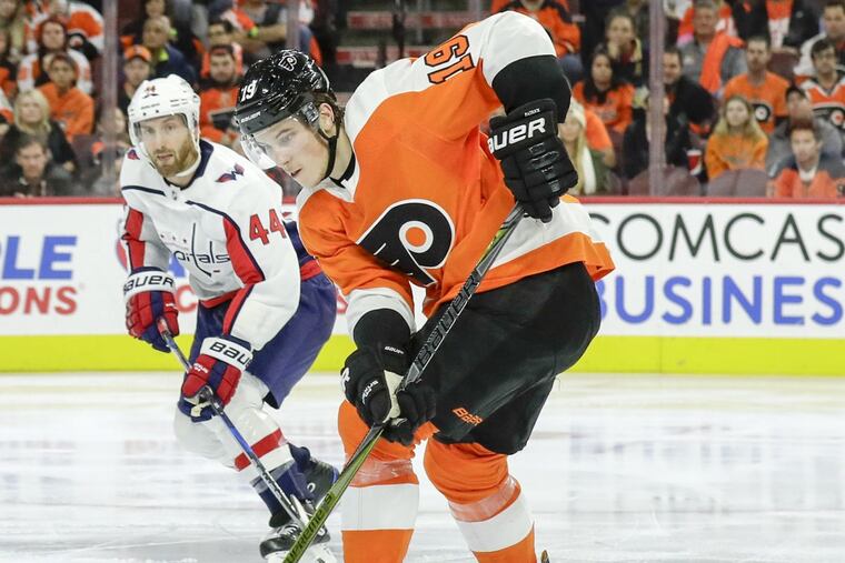 Flyers center Nolan Patrick, shown in a game last month against Washington, is getting closer to returning to the lineup.