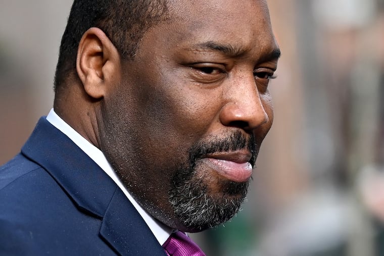 Councilmember Kenyatta Johnson leaves the federal courthouse Tuesday after both sides finished their closing arguments, sending his bribery case to the jury to decide.