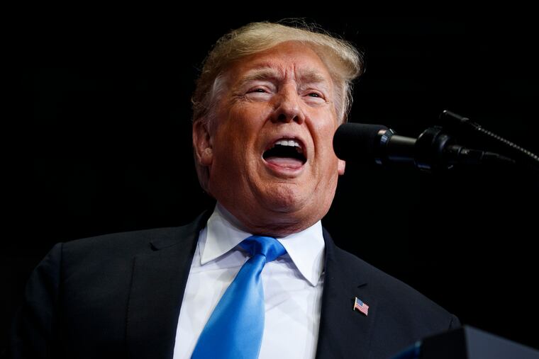 President Trump speaks during a campaign rally at Bojangles' Coliseum, Friday, Oct. 26, 2018, in Charlotte, N.C.