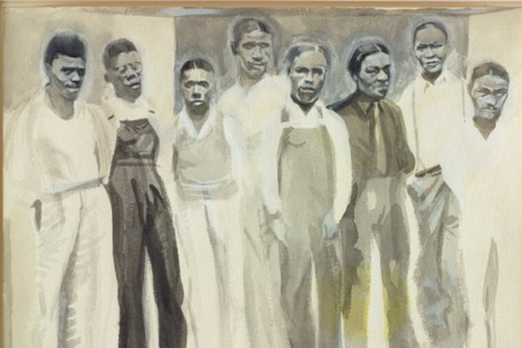 "Scottsboro Boys in Jail," a watercolor by Philadelphia native Reginald A. Gammon, represented in the Woodmere Art Museum exhibition.