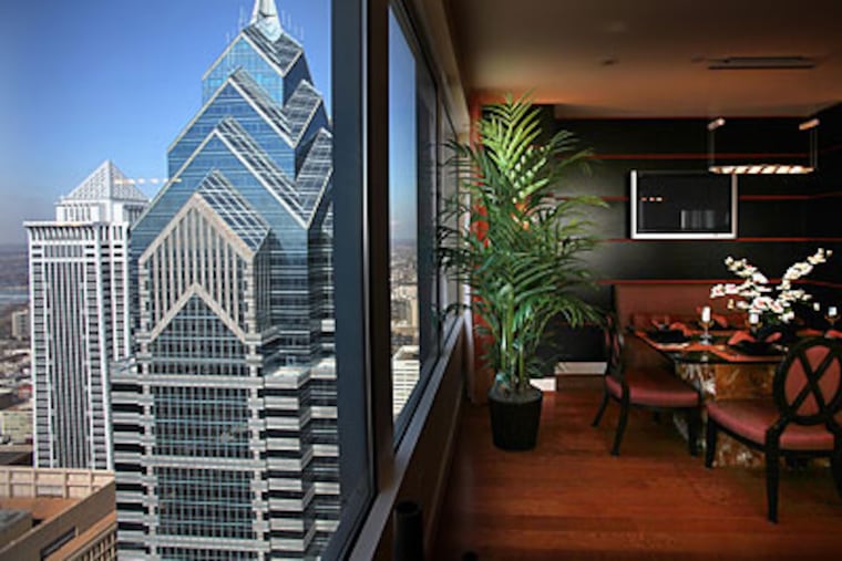 A view from one of the condos on the 52nd floor of Two Liberty Place. (Laurence Kesterson / Staff Photographer)